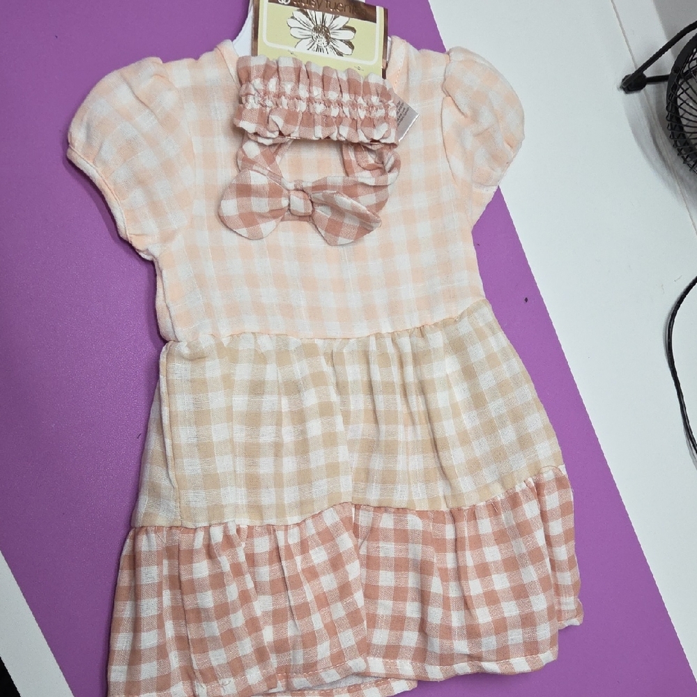 Daisy Fuentes Pink and Cream Plaid Kids Dress